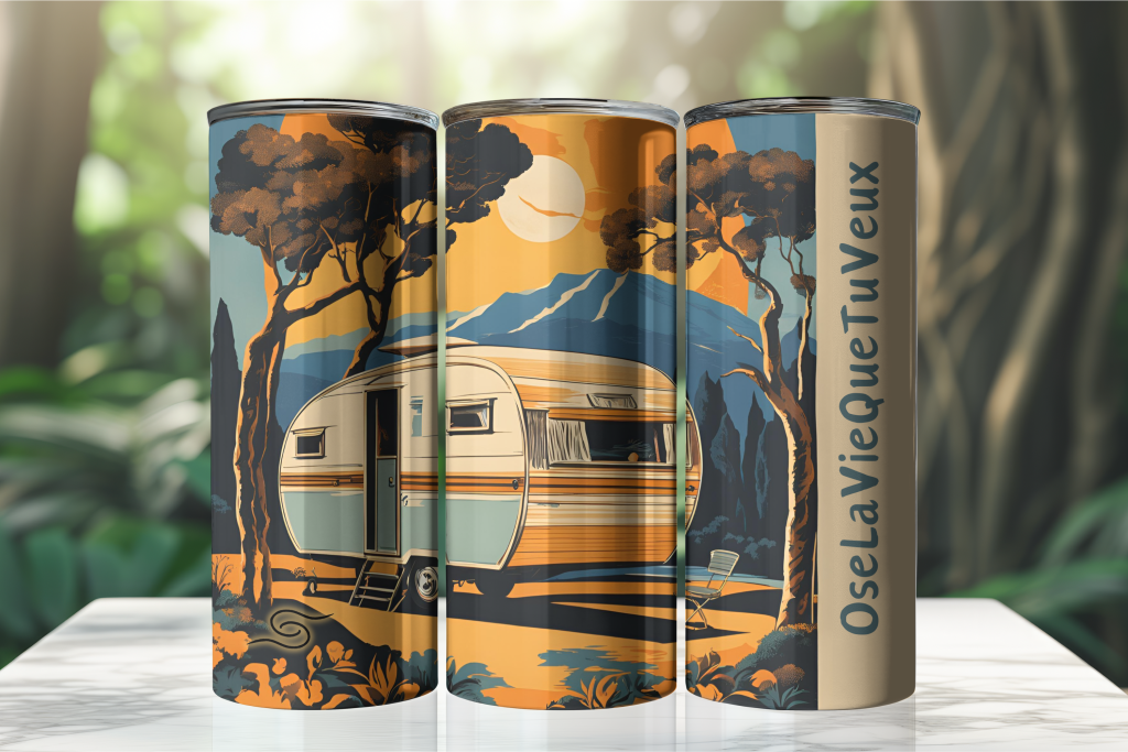 1 Bouteille 20 oz Camping vintage