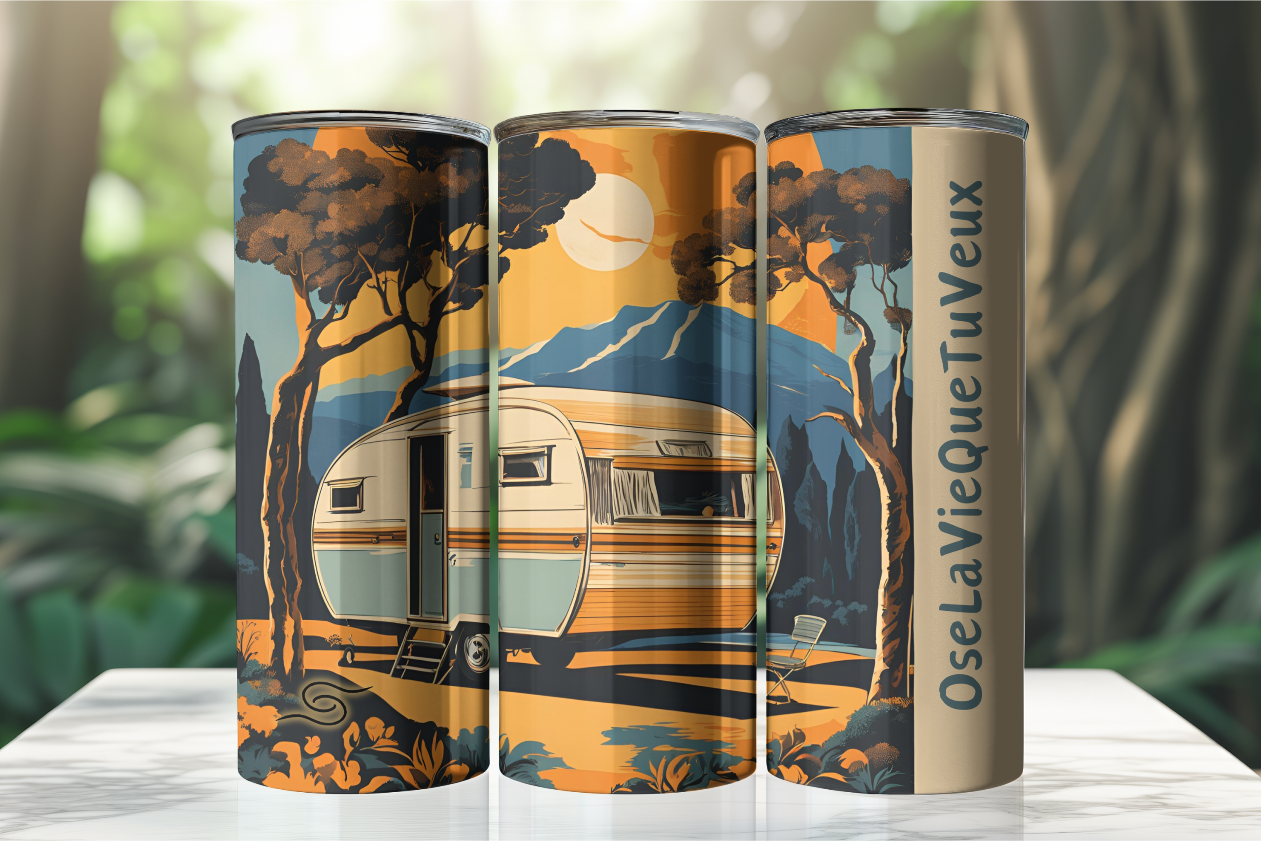 1 Bouteille 20 oz Camping vintage