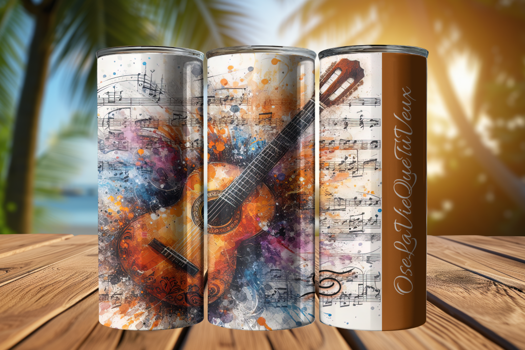 1 Bouteille 20 oz Guitare Orange