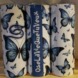 1 Bouteille 20 oz — Papillons blues