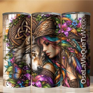 1 Bouteille 20 oz — Femme et loup